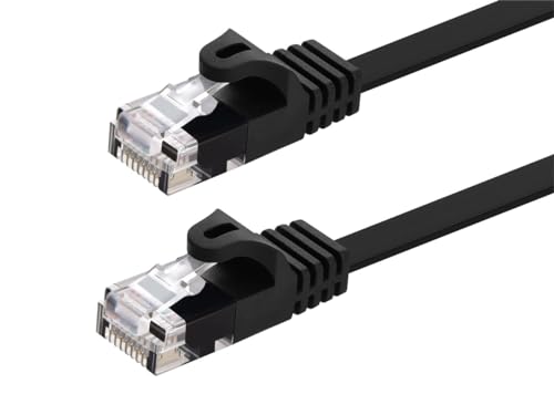 Monoprice Cat5e Ethernet-Patchkabel – RJ45, flach, verseilt, 350 MHz, UTP, reiner blanker Kupferdraht, 30 AWG, 30 m, Schwarz von Monoprice