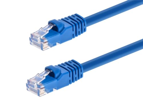 Monoprice Cat6 Ethernet-Patchkabel, Netzwerk-Internetkabel, RJ45, strangiert, 550 MHz, UTP, reiner blanker Kupferdraht, 24 AWG, 9 m, Blau von Monoprice