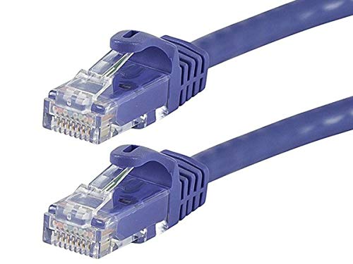 Monoprice Cat6 Ethernet-Patchkabel – RJ45, Litze, 550 MHz, UTP, reiner blanker Kupferdraht, 24 AWG, 15 m, Violett – Flexboot-Serie von Monoprice