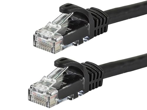 Monoprice Cat6 Ethernet-Patchkabel – Snagless RJ45, 24 AWG verseilter reiner blanker Kupferdraht, 550 MHz, UTP, 7,6 m, Schwarz – Flexboot Serie von Monoprice