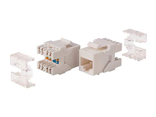 Monoprice Cat6 RJ45 Keystone – 180 Grad, Dual-IDC, für 22–24 AWG Massivdraht, UL-gelistet, 8P8C, Weiß von Monoprice