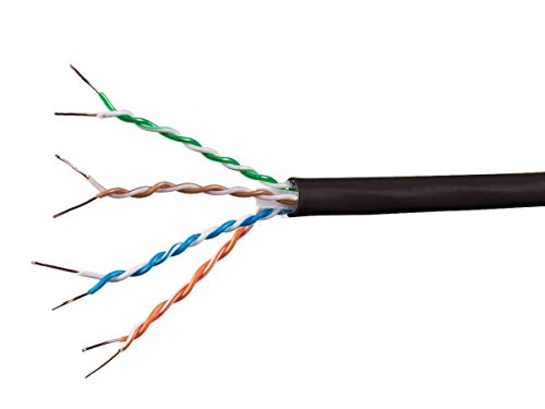Monoprice Cat6A Ethernet-Kabel, Netzwerk-Internetkabel, solide, 550 MHz, UTP, CMR, Riser bewertet, Reiner blanker Kupferdraht, 10 G, 23 AWG, ohne Logo, 304 m, Schwarz von Monoprice