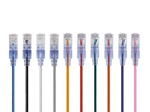 Monoprice Cat6A Ethernet-Netzwerk-Patchkabel, 6,5 m, mehrfarbig, 10 Stück, 10 G – SlimRun-Serie von Monoprice