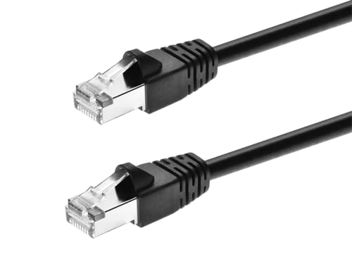 Monoprice Cat6A Ethernet-Patchkabel, Knickschutz, RJ45, Fullboot, 550 MHz, doppelt geschirmter (S/FTP), reiner blanker Kupferdraht, 10 G, 26 AWG, 30 m, Schwarz von Monoprice