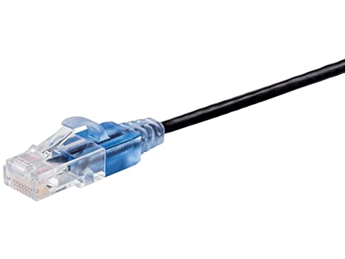 Monoprice Cat6A Ethernet-Patchkabel – 15 m – Schwarz (5 Stück) Snagless RJ45, UTP, reines blankes Kupferdraht, 10G, 30AWG – SlimRun Serie von Monoprice