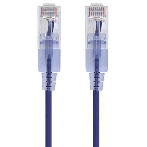 Monoprice Cat6A Ethernet-Patchkabel – Snagless RJ45, 550 MHz, 10 G, UTP, reiner blanker Kupferdraht, 30 AWG, 10 Stück, 4,6 m, Violett - SlimRun-Serie von Monoprice