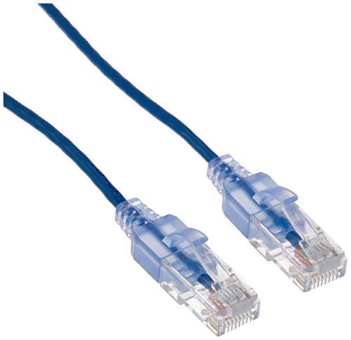 Monoprice Cat6A Ethernet-Patchkabel, Knickschutz, RJ45, 550 MHz, 10 G, UTP, reiner blanker Kupferdraht, 30 AWG, 6 m, Blau, SlimRun-Serie, 10 Stück von Monoprice