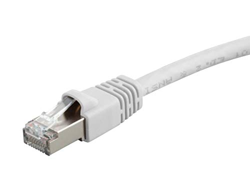 Monoprice Cat6A Ethernet-Patchkabel – Snagless RJ45, Fullboot, 550 MHz, doppelt geschirmt (S/FTP) reiner blanker Kupferdraht, 10 G, 26 AWG, 4,6 m, Weiß von Monoprice