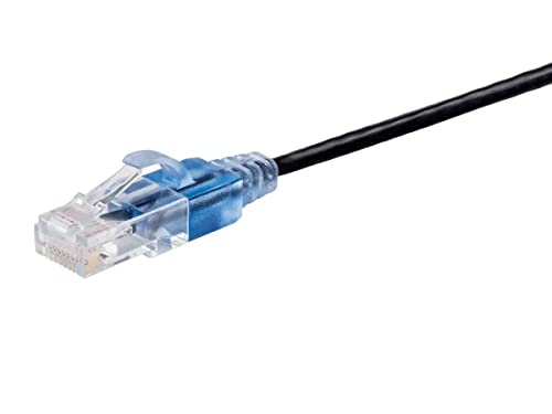 Monoprice Cat6A Patch-Ethernet-Kabel – 2,8 m – Schwarz | UTP, 30AWG, 10G, reines blankes Kupfer, snagless RJ45, für Computer-Netzwerkkabel, LAN, Modem, Router – SlimRun Serie von Monoprice
