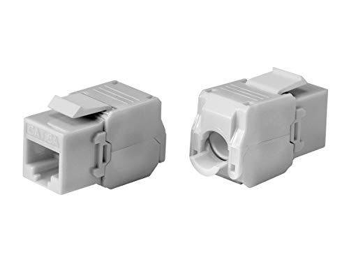 Monoprice Cat6A RJ45 werkzeuglose Keystone-Buchse – 180 Grad, für 22–24 AWG Massivdraht, 8-Positionen, 8 Leiter (8P8C), Weiß von Monoprice