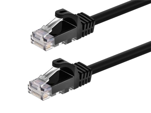 Monoprice Flexboot Cat5e Ethernet-Patchkabel, Netzwerk-Internetkabel, RJ45, Strangiert, 350 MHz, UTP, reines blankes Kupferdraht, 24 AWG, 2,1 m, Schwarz von Monoprice