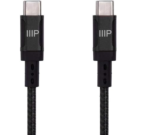Monoprice Lade- und Synchronisationskabel USB Typ-C auf Typ-C-Kabel, 91 cm, Schwarz, 3 Stück, USB 2.0 bis zu 3 A/60 W, kompatibel mit MacBook und Chromebook – Wrap Serie von Monoprice