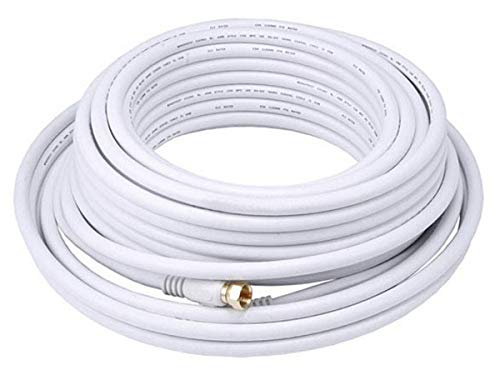 Monoprice RG6 Quad Shield Coaxial Cable - 15.24M (50ft) - White, CL2, 18AWG, 75Ohm, Heavy-Duty With F Type Connector von Monoprice