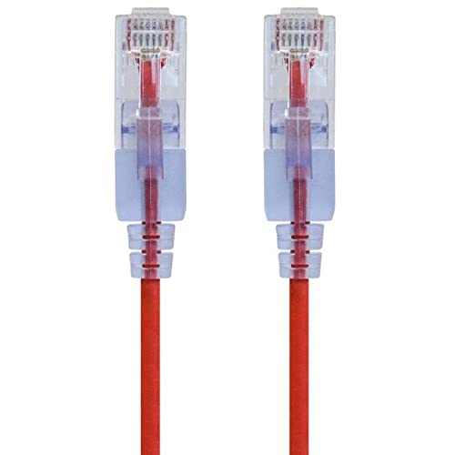 Monoprice SlimRun Cat6A Ethernet-Patchkabel – Netzwerk-Internetkabel – RJ45, 550 MHz, UTP, reines blankes Kupferdraht, 10 G, 30 AWG, 1,8 m, Rot, 5 Stück von Monoprice