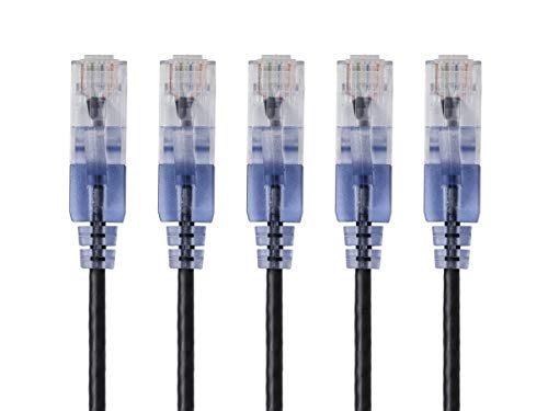 Monoprice SlimRun Cat6A Ethernet-Patchkabel – Netzwerk-Internetkabel – RJ45, verseilt, UTP, reines blankes Kupferdraht, 30AWG, 0,5 m, Schwarz, 5 Stück von Monoprice