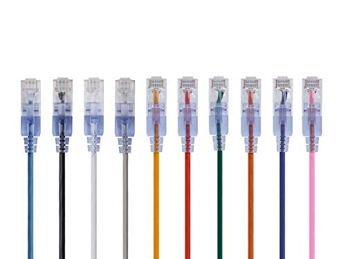 Monoprice SlimRun Cat6A Ethernet-Patchkabel – Netzwerk-Internetkabel – RJ45, verseilt, UTP, reines blankes Kupferdraht, 30AWG, 30 m, 10 Stück von Monoprice