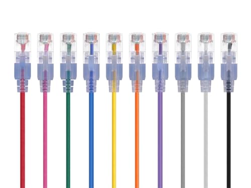 Monoprice SlimRun Cat6A Ethernet-Patchkabel – Netzwerk-Internetkabel – RJ45, verseilt, UTP, reines blankes Kupferdraht, 30AWG, 4,6 m, 10 Stück, 10 Stück von Monoprice