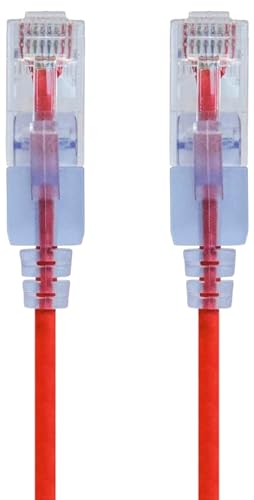 Monoprice SlimRun Cat6A Ethernet-Patchkabel – snagless RJ45 UTP Pure Bare Copper Wire 10G 30AWG 3 m rot 10 Stück von Monoprice