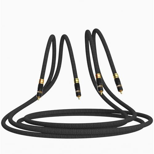 Monosaudio A202R Robustes RCA-Cinch-Kabel - reiner kupferversilberter Leiter, doppelt abschirmendes Cinch-Signal-A/V-Kabel mit M/M-RCA-Steckern (1M/3.2FT) von Monosaudio