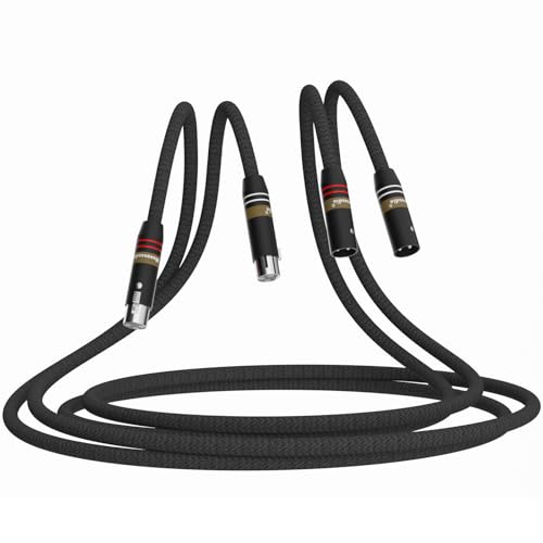 Monosaudio A202X Hi-End 5N OFC 3 Pole symmetrisches XLR Kabel mit 1Quadratmeter, doppelte Abschirmung, Mikrofonkabel mit XLR Stecker auf XLR Buchse für Mikrofonverstärker(2M-2F) (1M/3.2FT) von Monosaudio