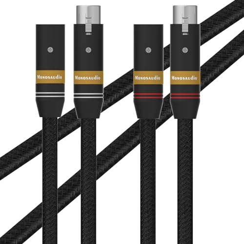 Monosaudio A202X Hi-End 5N OFC 3 Pole symmetrisches XLR Kabel mit 5 x 0.5mm, 1Quadratmeter, doppelte Abschirmung, Mikrofonkabel mit XLR Stecker auf XLR Buchse für Mikrofonverstärker (1.5M/4.9FT) von Monosaudio