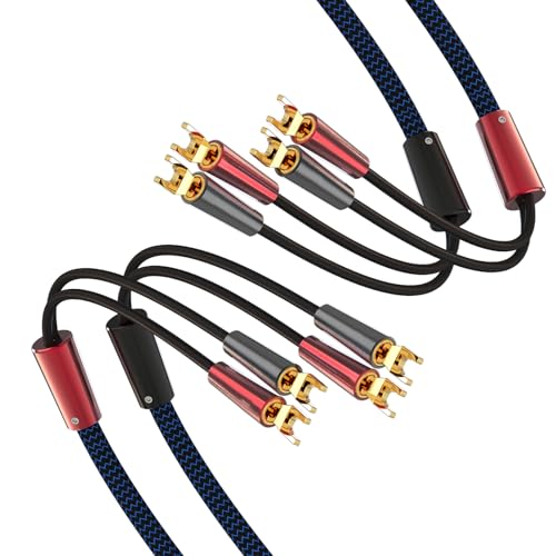 Monosaudio HiFi-OFC-Lautsprecherkabel mit vergoldete Y Spades Connectors, männlich auf männlich, Audio-Lautsprecher, HiFi-Systeme, Heimkino Lautsprecherkabel|2 Stück |2 Stück (Spade-Spade, 3M) von Monosaudio
