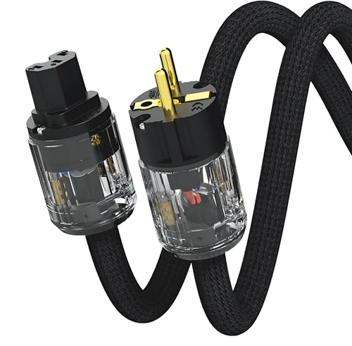 Monosaudio HiFi Stromkabel 1M Kupfer Abschirmung High End Kaltgerätekabel φ17mm 2 polig OFC AC Audiophil Netzkabel mit EU Schuko+IEC C15 Buchsestecker für DVD/Verstärker/Decoder/Subwoofer/AMP Monosaudio HiFi Stromkabel 1M Kupfer Abschirmung High End Kaltgerätekabel φ17mm 2 polig OFC AC Audiophil Netzkabel mit EU Schuko+IEC C15 Buchsestecker für DVD/Verstärker/Decoder/Subwoofer/AMP von Monosaudio