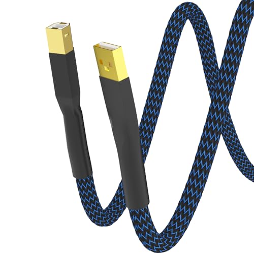 Monosaudio Hifi USB Kabel, 2M, 4N OFC Reines Kupfer 24K Gold überzogenes Audio USB2.0 A zu B Kabel Schnelle Übertragung für DAC, Drucker, Verstärker, Lautsprecher von Monosaudio
