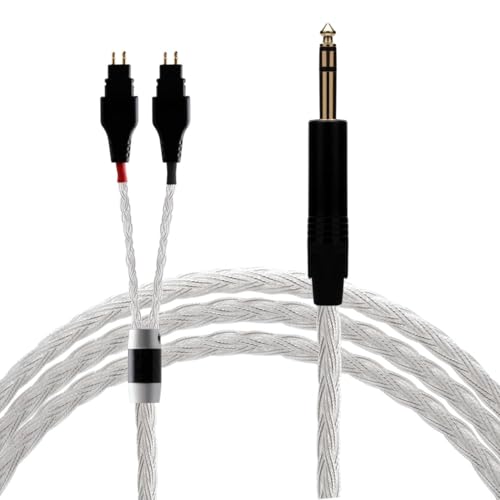 Monosaudio High End Kopfhörer Upgrade Kabel 1/4" 6.3mm to (Dual) 0.78 PTFE Isolierung 1,5m HiFi Audio Ersatzkabel mit 16Adern Twist OCC Kupfer versilbert Leiter für HD650 HD600 HD580 etc von Monosaudio