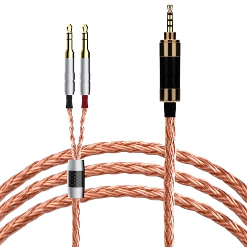 Monosaudio High End Kopfhörer Upgrade Kabel 2.5mm Audio Stecker to (Dual) 3.5mm PTFE Isolierung 1,5m HiFi Ersatzkabel mit 16Adern Twist OCC Kupfer Leiter für HE4XX/HE-400i/HE560/HE-350/HE1000 von Monosaudio