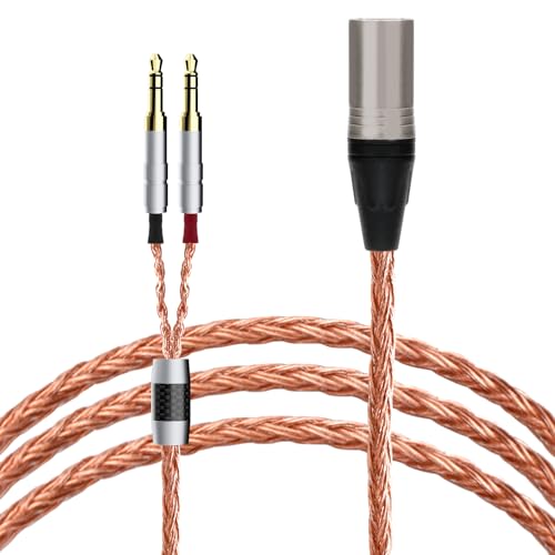 Monosaudio High End Kopfhörer Upgrade Kabel 4pin XLR Stecker to (Dual) 3.5mm PTFE Isolierung 1,5m HiFi Audio Ersatzkabel mit 16Adern Twist OCC Kupfer Leiter für HE4XX/HE-400i/HE560/HE-350/HE1000 von Monosaudio