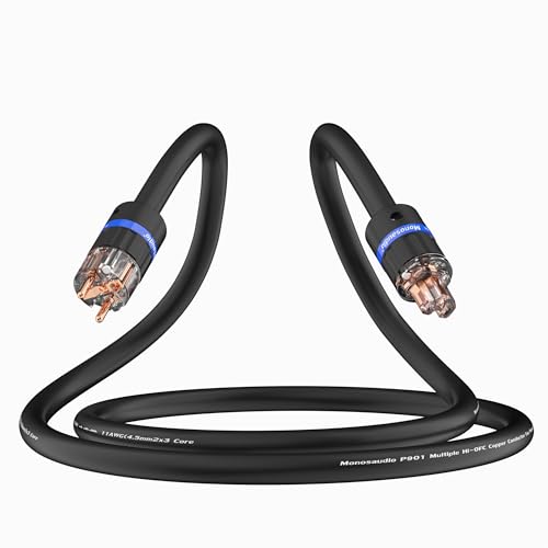 Monosaudio P901 HiFi High End Netzkabel Audiophil Stromkabel 2M Reines Kupferabschirmung, 2-Polig OFC AC Kaltgerätekabel, 4.5Sq Schuko+IEC C15 Anschluss für DVD/Verstärker/Decoder/Subwoofer/AMP Monosaudio P901 HiFi High End Netzkabel Audiophil Stromkabel 2M Reines Kupferabschirmung, 2-Polig OFC AC Kaltgerätekabel, 4.5Sq Schuko+IEC C15 Anschluss für DVD/Verstärker/Decoder/Subwoofer/AMP von Monosaudio