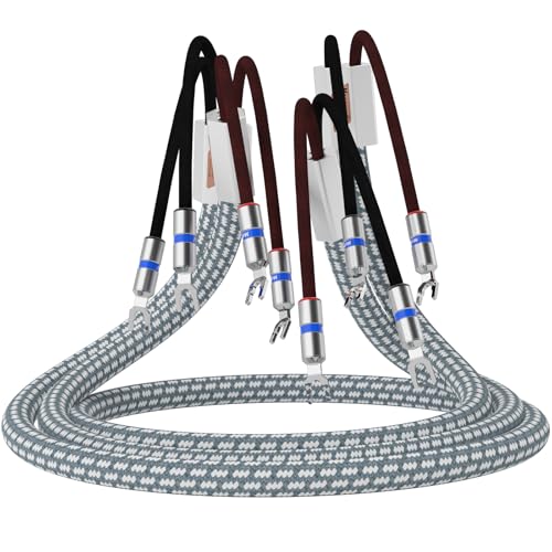 Monosaudio Profi HiFi Lautsprecherkabel, Leiter aus reinem Kupfer, Rhodinierter Y-Spatenstecker High-End Lautsprecherkabel für CD/DVD Decorder Verstärker Bühnensystem (S802S6R, 2.5M) von Monosaudio