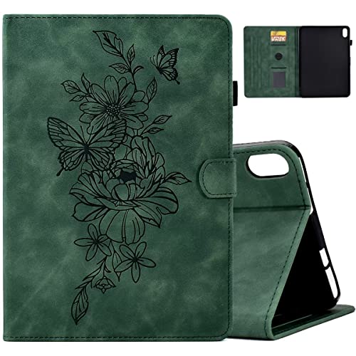 MonsDirect Schutzhülle für iPad 10.9 Zoll 10. Generation 2022, schlankes Wildleder, Smart Auto Wake/Sleep Folio Case mit Stifthalter und Kartenfächern für iPad 10.9 2022, Grün von MonsDirect