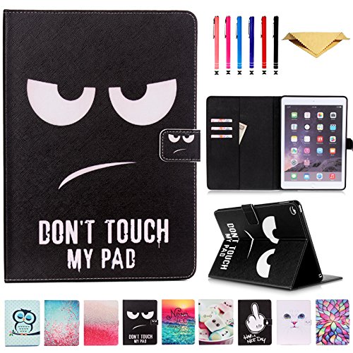 iPad Air 2 Hülle, monstek Flip Leder Schutzhülle mit Ständer [Smart Auto Wake/Sleep] Wallet Schutzhülle für iPad AIR2/iPad 6 01 Don't Touch My Pad von MonsDirect