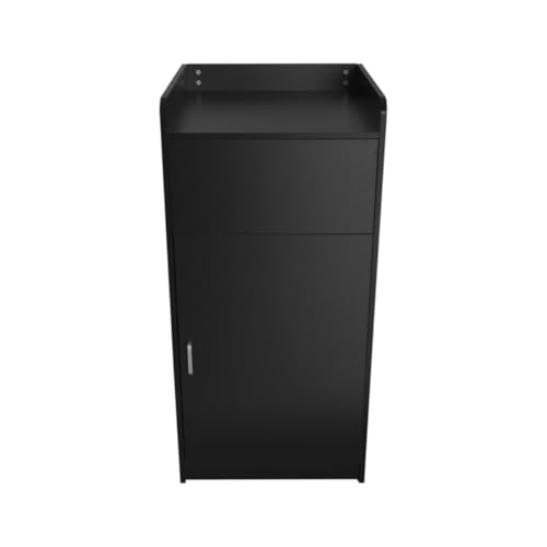 Holz Abfallbehälter Abfalleimer & Tablettablage Schwarz Gewerblich Gastronomie Restaurant Imbiss Café Mülleimer Mülleimergehäuse Schwingtür Schwenktür Melamin-MDF 100L Kap. & 3 x Vinyl Aufkleber von Monster Shop