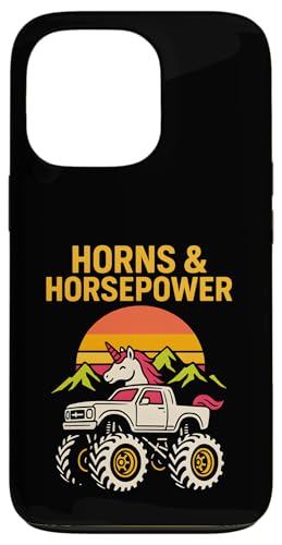 Niedliche Einhorn Monster Truck Hörner & Pferdestärken Mädchen Retro Hülle für iPhone 13 Pro von Monster Truck Magic - Boys and Girls Truck Apparel