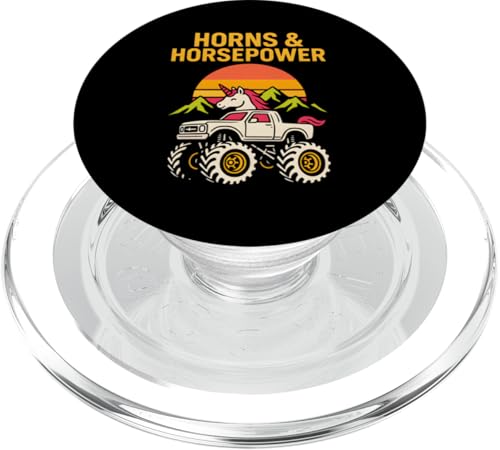 Niedliche Einhorn Monster Truck Hörner & Pferdestärken Mädchen Retro PopSockets PopGrip für MagSafe von Monster Truck Magic - Boys and Girls Truck Apparel