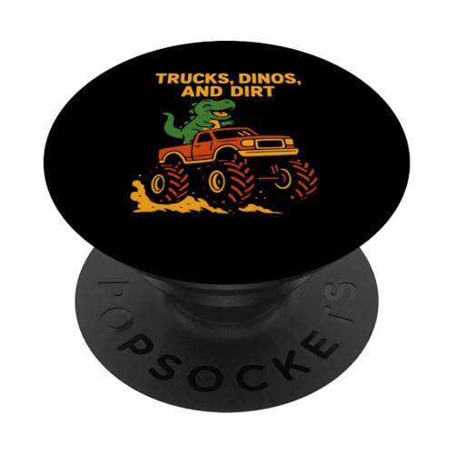 Niedlicher T-Rex-Dinosaurier auf Monster-Truck-Geburtstagsparty PopSockets Klebender PopGrip Niedlicher T-Rex-Dinosaurier auf Monster-Truck-Geburtstagsparty PopSockets Klebender PopGrip von Monster Truck Magic - Boys and Girls Truck Apparel