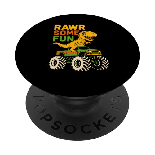 Niedlicher T-Rex Monster Truck Adventure Kids-Truck Geburtstagsparty PopSockets Klebender PopGrip von Monster Truck Magic - Boys and Girls Truck Apparel