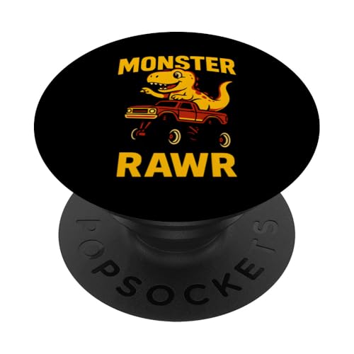 Süße Kinder T-Rex Monster Truck Monster Rawr Jungen PopSockets Klebender PopGrip von Monster Truck Magic - Boys and Girls Truck Apparel