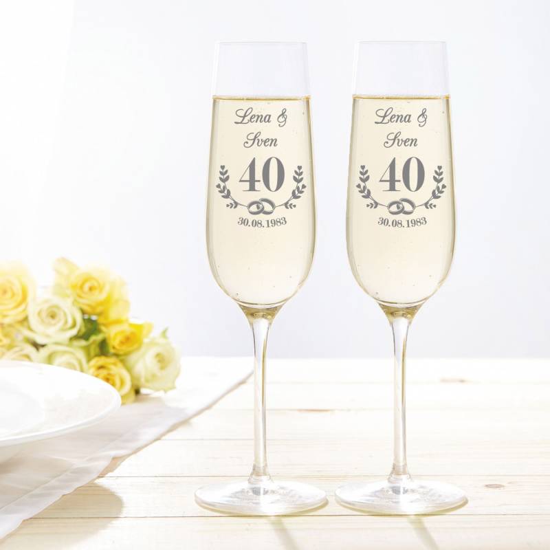 2er Set Sektglas mit Gravur - Rubinhochzeit von Monsterzeug