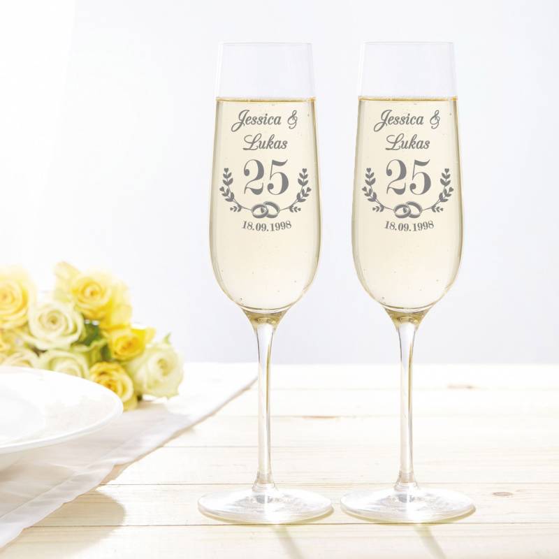 2er Set Sektglas mit Gravur - Silbernen Hochzeit von Monsterzeug