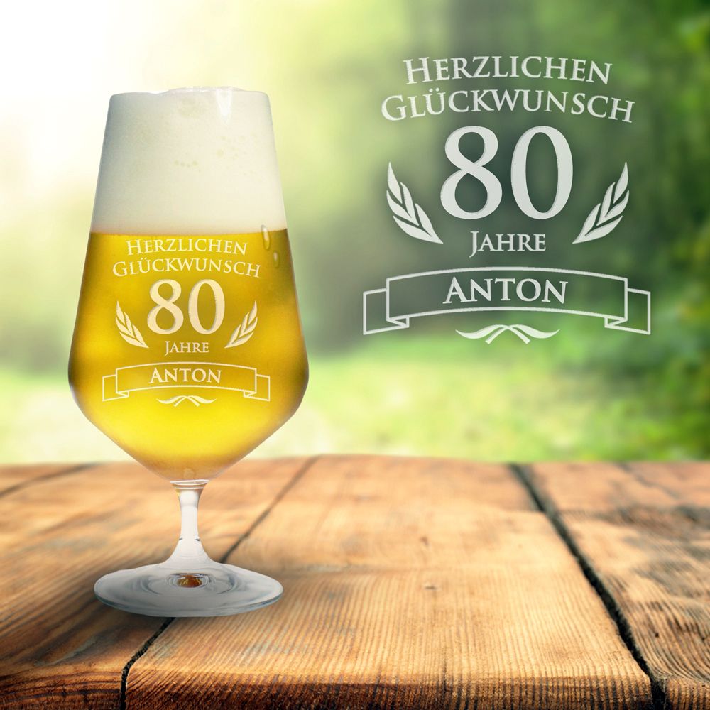 Bierglas zum 80. Geburtstag von Monsterzeug