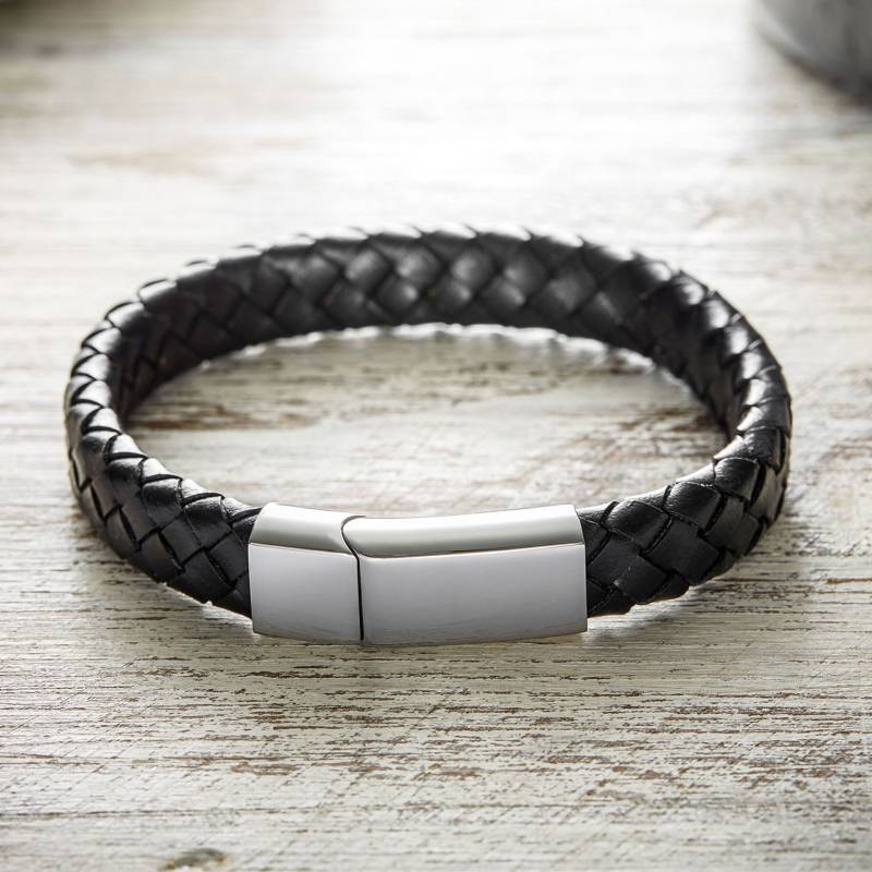 Lederarmband geflochten - Schwarz von Monsterzeug
