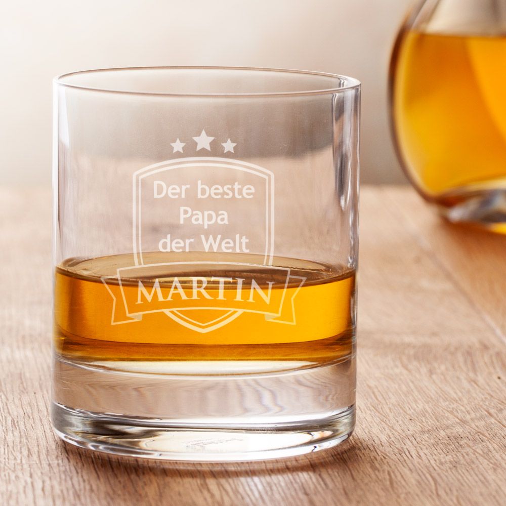 Whiskyglas mit Gravur - Bester Papa von Monsterzeug