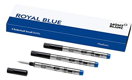 Montblanc 3x Tintenrollerminen Refill Small, Farbe Royal Blue, Mittel (M), 124505 von Montblanc