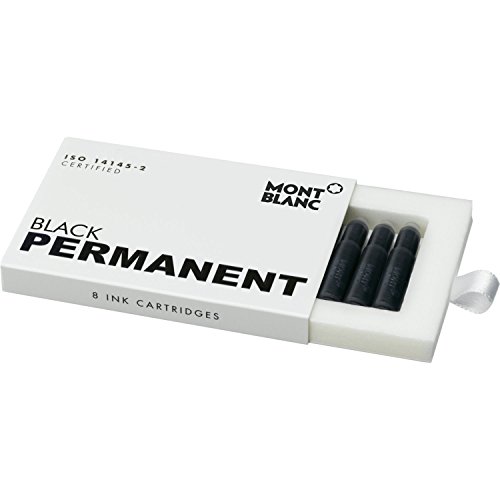 Montblanc Tintenpatronen Permanent Black 107757 – Hochwertige Tinte für Füllfederhalter Permanent Schwarz – Dokumentenechte Tinte – 1 Schachtel à 8 Füllerpatronen von Montblanc