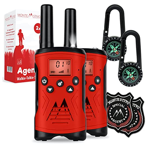 Monte Stivo® Walkie Talkie Kinder | 8-teiliges Set mit Kompass & Badge | Geschenke Kinder Outdoor Spielzeug für Junge und Mädchen von Monte Stivo