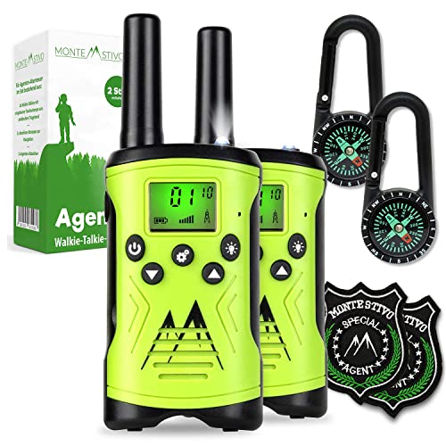 Monte Stivo® Walkie Talkie Kinder | 8-teiliges Set mit Kompass & Badge | Geschenke Kinder Outdoor Spielzeug für Junge und Mädchen von Monte Stivo